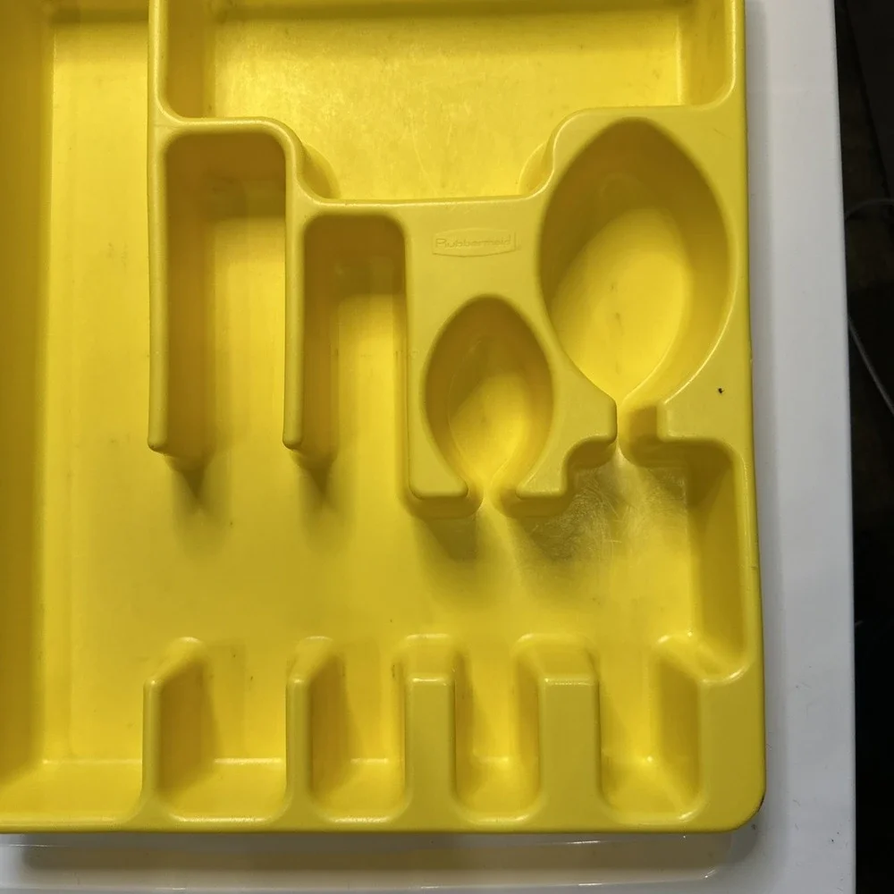 Vintage Rubbermaid bright yellow 2922 Utensil Silverware Tray‎ Drawer Organizer
